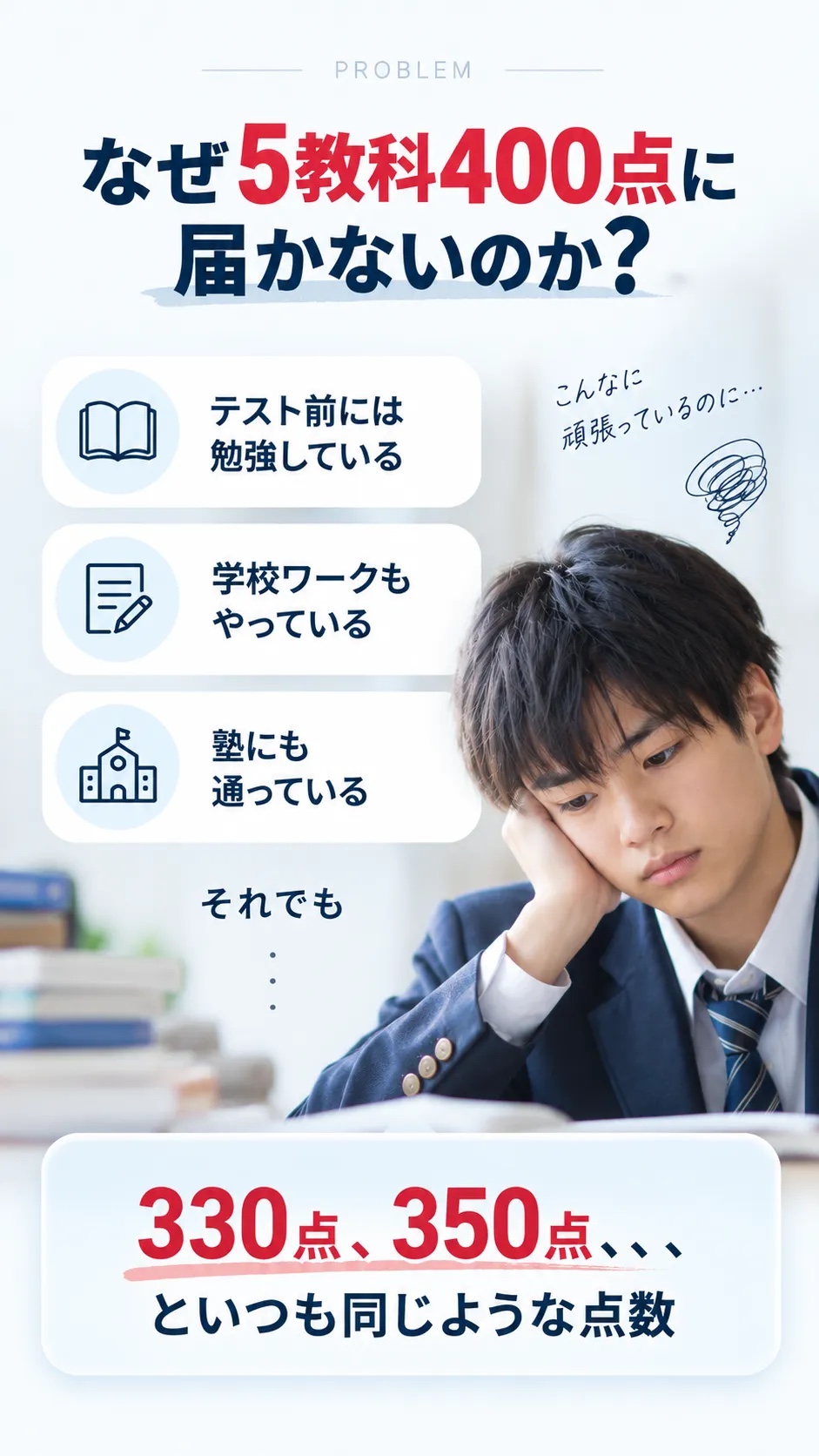 頑張っているのに400点の壁を越えられない悩み